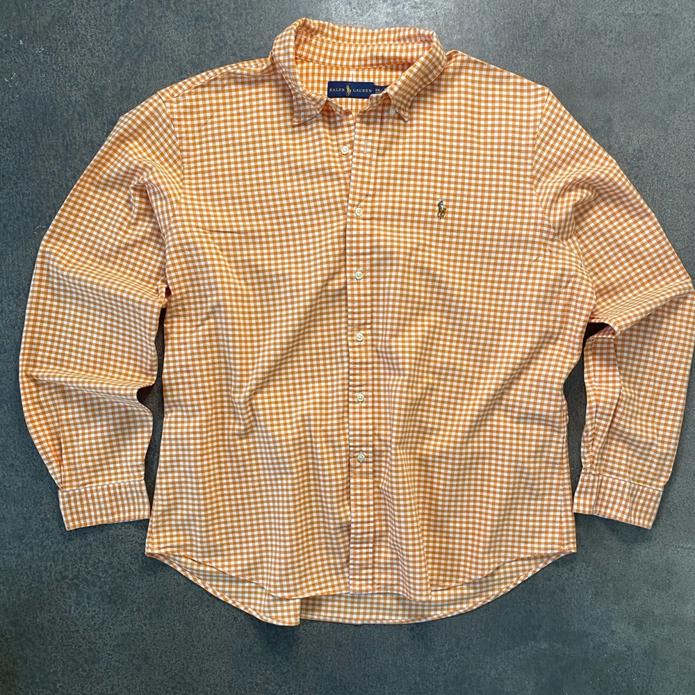 Ralph Lauren Orange Gingham Button-Down Shirt